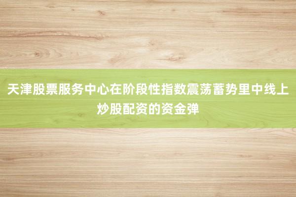 天津股票服务中心在阶段性指数震荡蓄势里中线上炒股配资的资金弹