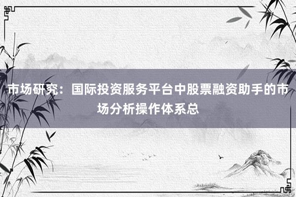 市场研究：国际投资服务平台中股票融资助手的市场分析操作体系总