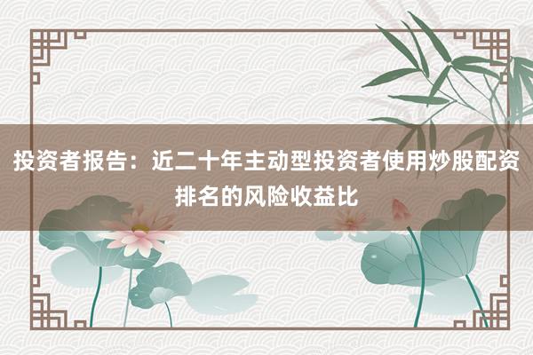 投资者报告：近二十年主动型投资者使用炒股配资排名的风险收益比