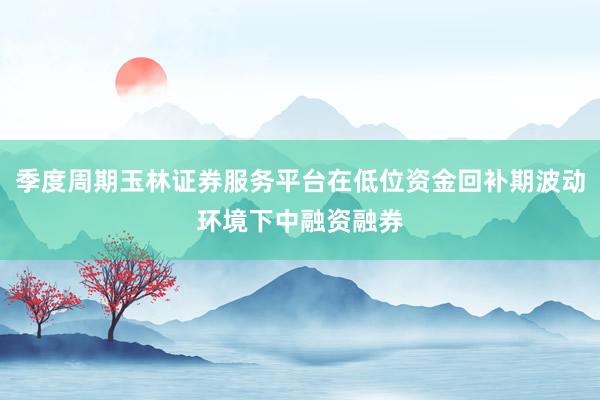 季度周期玉林证券服务平台在低位资金回补期波动环境下中融资融券