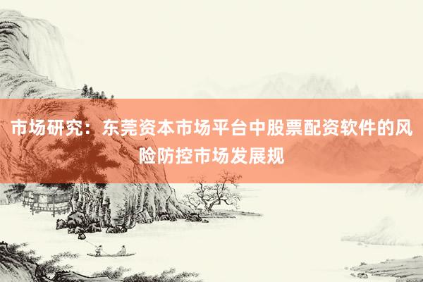 市场研究：东莞资本市场平台中股票配资软件的风险防控市场发展规