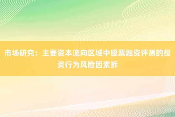 市场研究：主要资本流向区域中股票融资评测的投资行为风险因素拆
