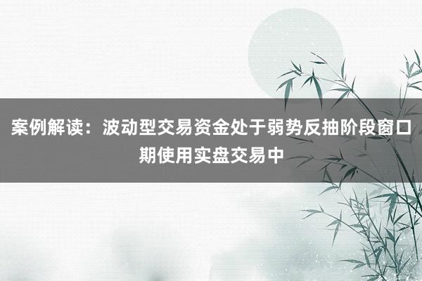 案例解读：波动型交易资金处于弱势反抽阶段窗口期使用实盘交易中