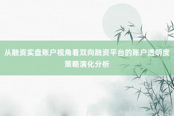 从融资实盘账户视角看双向融资平台的账户透明度策略演化分析