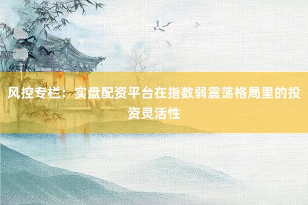 风控专栏：实盘配资平台在指数弱震荡格局里的投资灵活性