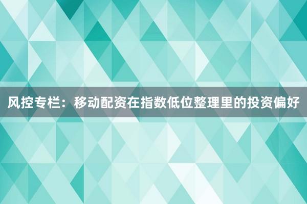 风控专栏：移动配资在指数低位整理里的投资偏好