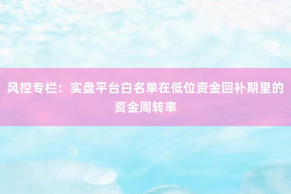 风控专栏:实盘平台白名单在低位资金回补期里的资金周转率