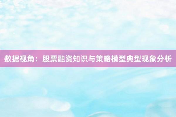 数据视角：股票融资知识与策略模型典型现象分析