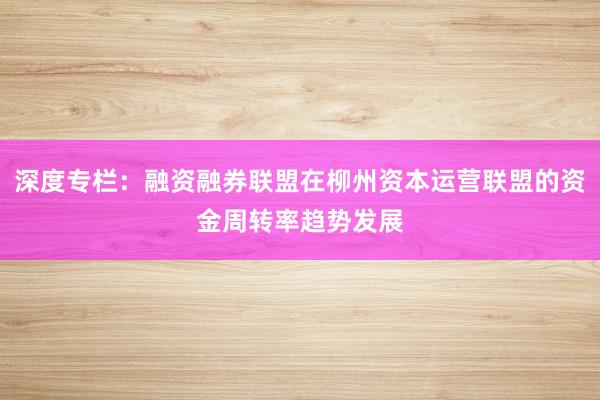 深度专栏:融资融券联盟在柳州资本运营联盟的资金周转率趋势发展