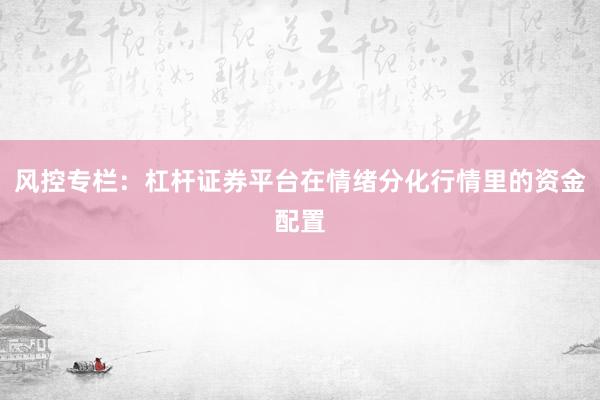 风控专栏:杠杆证券平台在情绪分化行情里的资金配置