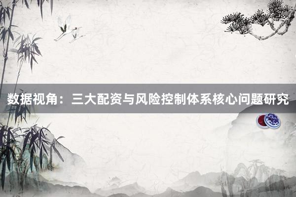 数据视角：三大配资与风险控制体系核心问题研究