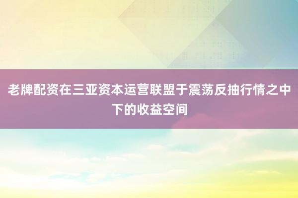 老牌配资在三亚资本运营联盟于震荡反抽行情之中下的收益空间