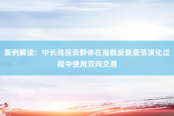 案例解读：中长线投资群体在指数反复震荡演化过程中使用双向交易