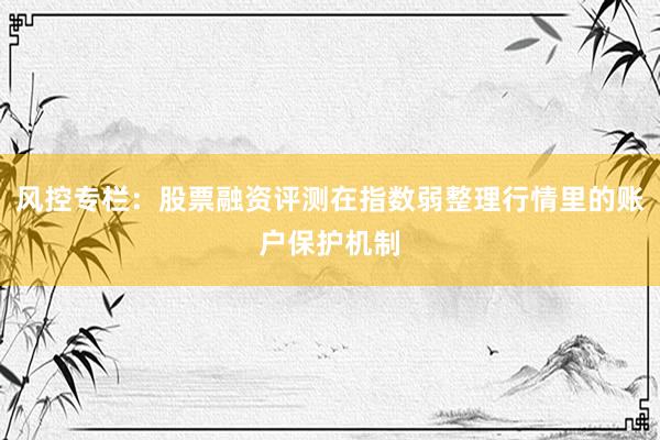 风控专栏：股票融资评测在指数弱整理行情里的账户保护机制