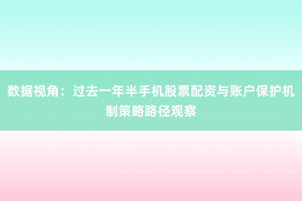 数据视角：过去一年半手机股票配资与账户保护机制策略路径观察