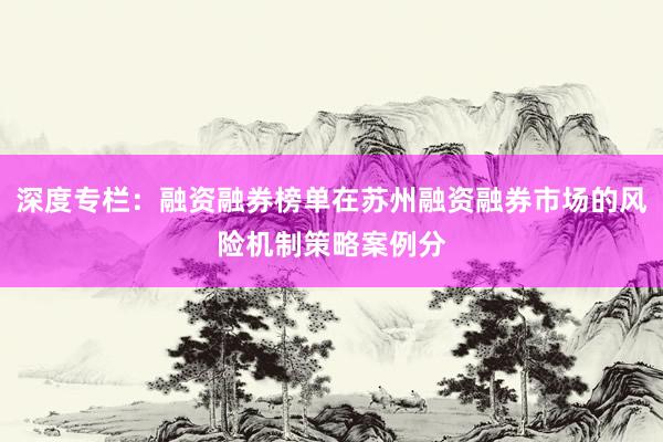 深度专栏：融资融券榜单在苏州融资融券市场的风险机制策略案例分