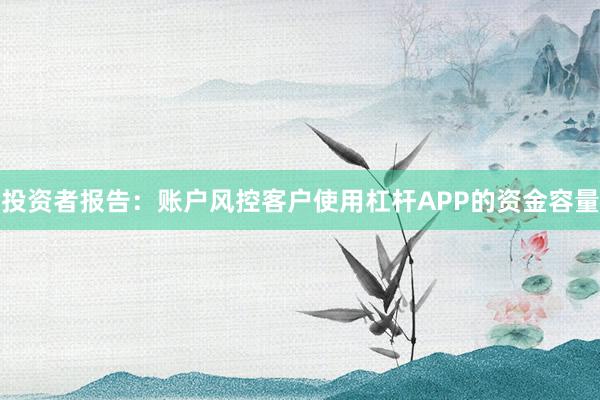 投资者报告：账户风控客户使用杠杆APP的资金容量