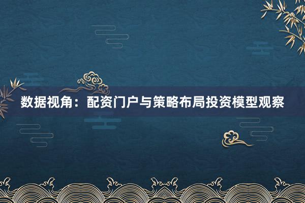 数据视角：配资门户与策略布局投资模型观察