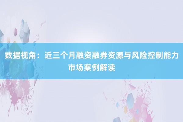 数据视角：近三个月融资融券资源与风险控制能力市场案例解读