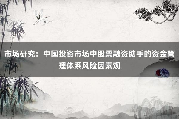 市场研究：中国投资市场中股票融资助手的资金管理体系风险因素观