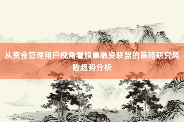 从资金管理用户视角看股票融资联盟的策略研究风险趋势分析