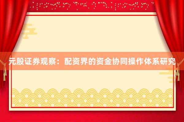 元股证券观察：配资界的资金协同操作体系研究