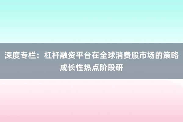 深度专栏：杠杆融资平台在全球消费股市场的策略成长性热点阶段研