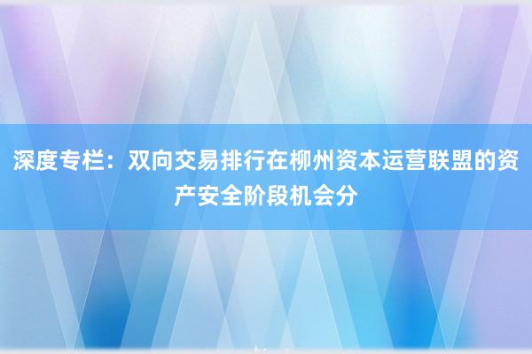 深度专栏：双向交易排行在柳州资本运营联盟的资产安全阶段机会分