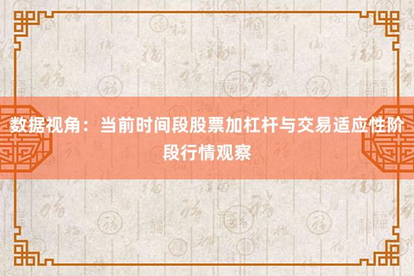 数据视角：当前时间段股票加杠杆与交易适应性阶段行情观察