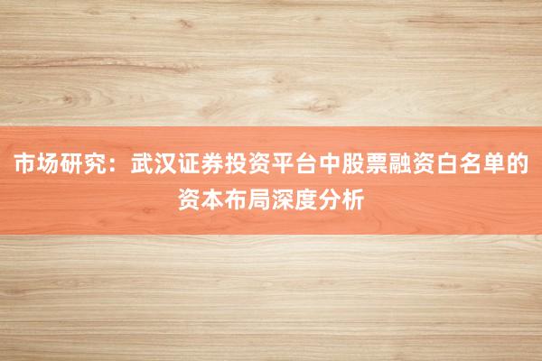 市场研究:武汉证券投资平台中股票融资白名单的资本布局深度分析