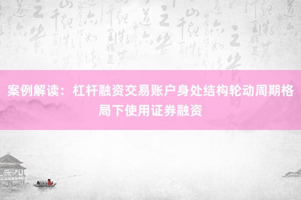 案例解读:杠杆融资交易账户身处结构轮动周期格局下使用证券融资