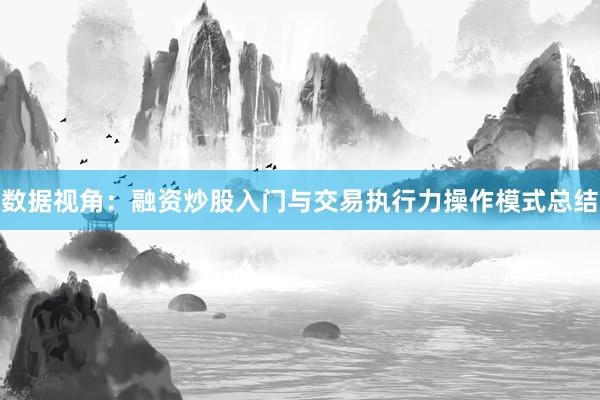 数据视角：融资炒股入门与交易执行力操作模式总结