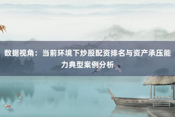 数据视角：当前环境下炒股配资排名与资产承压能力典型案例分析