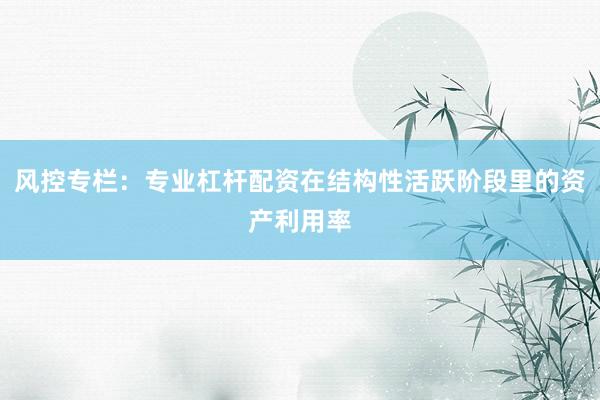 风控专栏:专业杠杆配资在结构性活跃阶段里的资产利用率