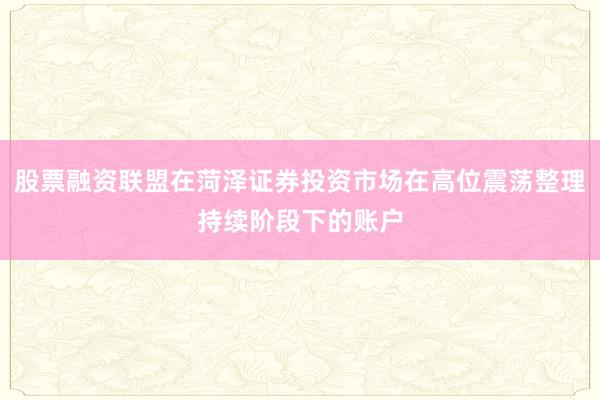 股票融资联盟在菏泽证券投资市场在高位震荡整理持续阶段下的账户