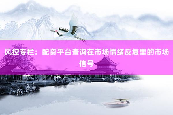 风控专栏：配资平台查询在市场情绪反复里的市场信号