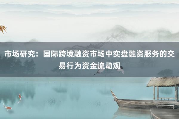 市场研究：国际跨境融资市场中实盘融资服务的交易行为资金流动观