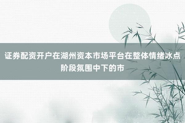 证券配资开户在湖州资本市场平台在整体情绪冰点阶段氛围中下的市