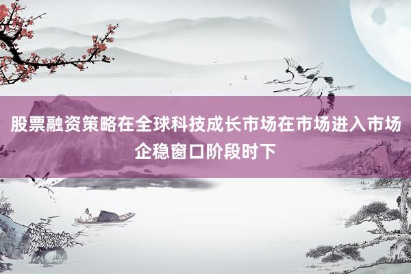 股票融资策略在全球科技成长市场在市场进入市场企稳窗口阶段时下