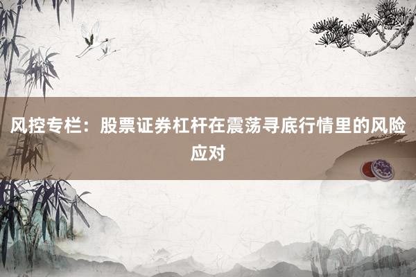 风控专栏：股票证券杠杆在震荡寻底行情里的风险应对