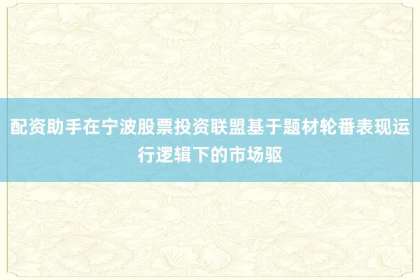 配资助手在宁波股票投资联盟基于题材轮番表现运行逻辑下的市场驱