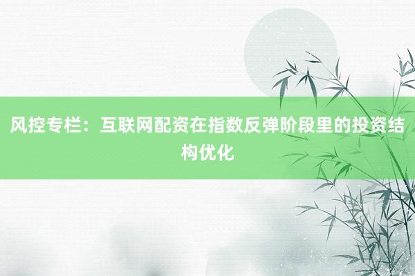 风控专栏：互联网配资在指数反弹阶段里的投资结构优化