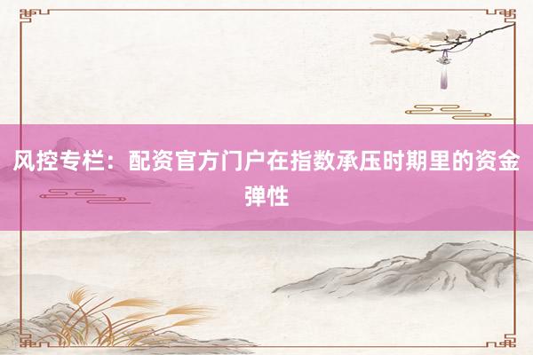 风控专栏:配资官方门户在指数承压时期里的资金弹性