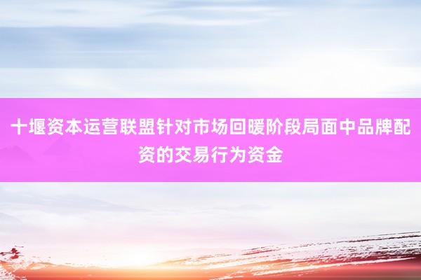 十堰资本运营联盟针对市场回暖阶段局面中品牌配资的交易行为资金