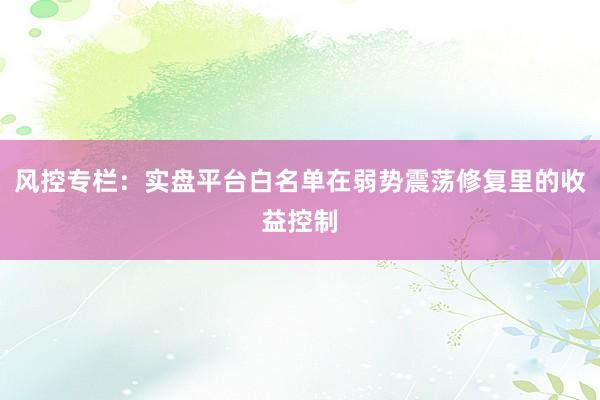 风控专栏：实盘平台白名单在弱势震荡修复里的收益控制