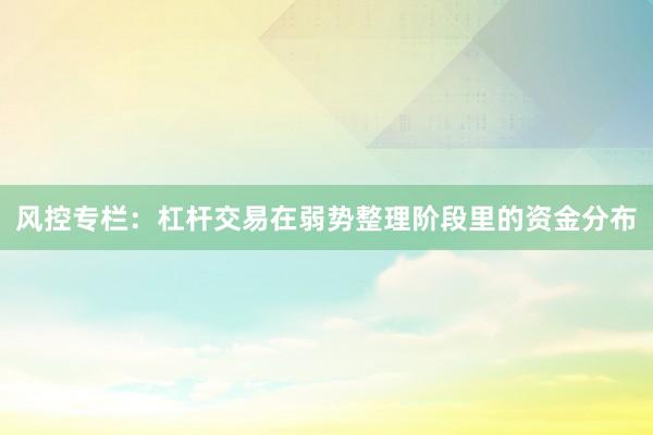 风控专栏：杠杆交易在弱势整理阶段里的资金分布