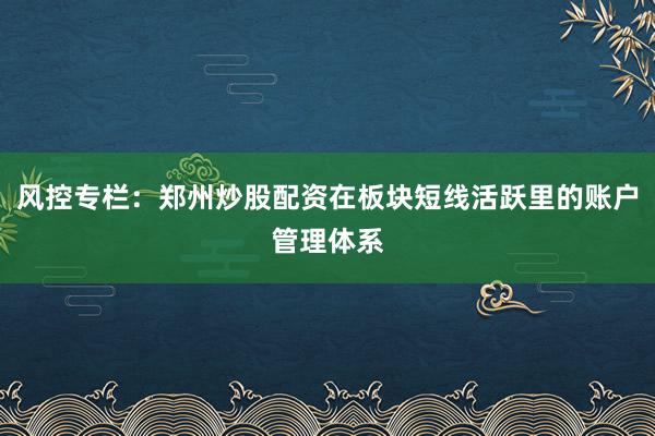 风控专栏:郑州炒股配资在板块短线活跃里的账户管理体系