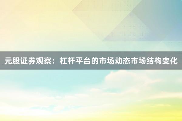 元股证券观察：杠杆平台的市场动态市场结构变化