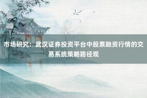 市场研究：武汉证券投资平台中股票融资行情的交易系统策略路径观