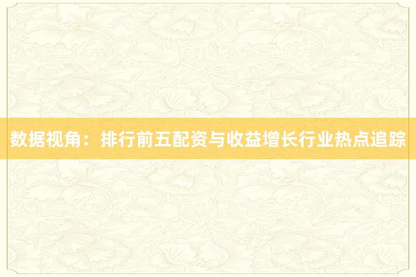 数据视角：排行前五配资与收益增长行业热点追踪